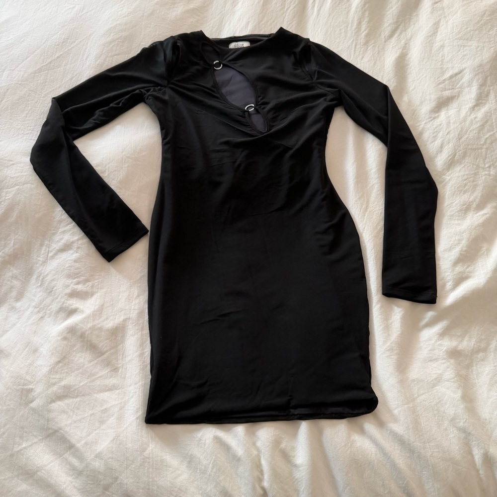 Oh Polly Black Long Sleeve Dress